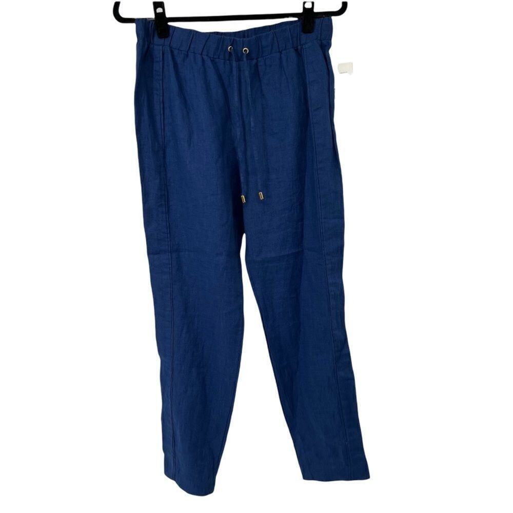 Ellen Tracy Indigo Blue Linen Drawstring Pants‎